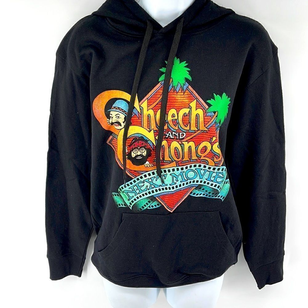 Cheech & Chong hoodie hooded sweatshirt black small mens Next Movie NWOT